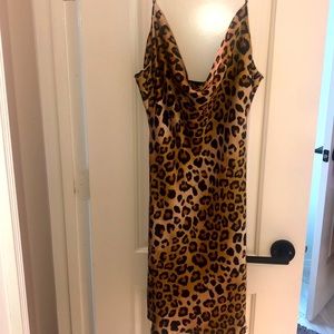Leopard print cowl neck dress